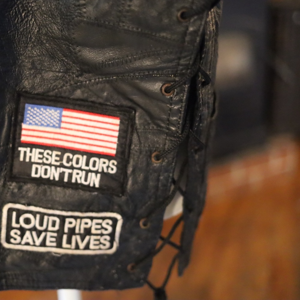 Black Leather Vest With Eagle Patch - image 4